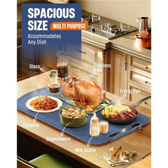 Silicone Food Warming Mat Buffet Heating Tray Adjustable Temp for Parties Home - Picture 5 of 8